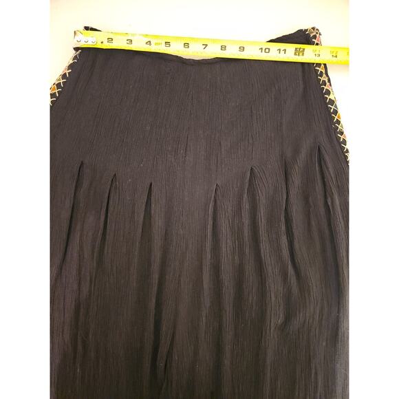 Free People Santoshi Embroidered Black Wide Leg Pants Boho Size 6 - Picture 7 of 15